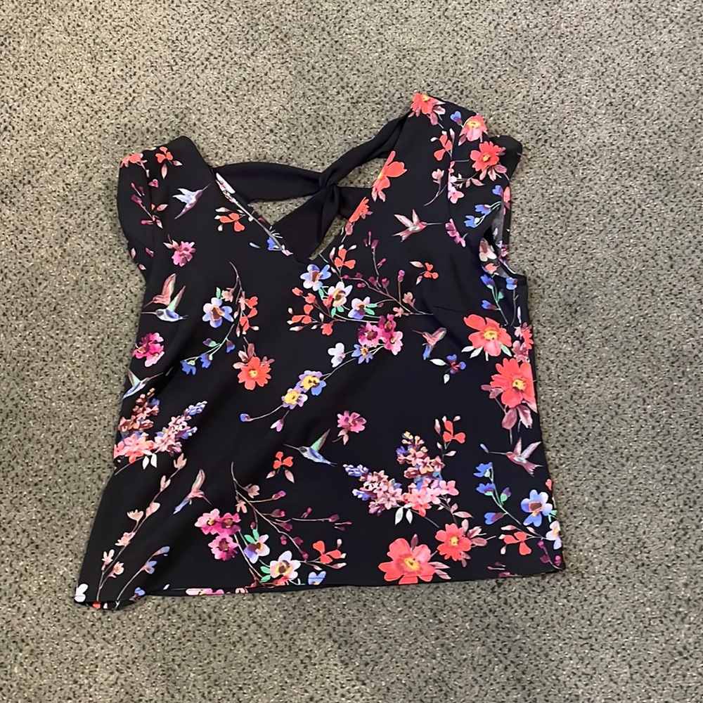 Express cross back floral shirt